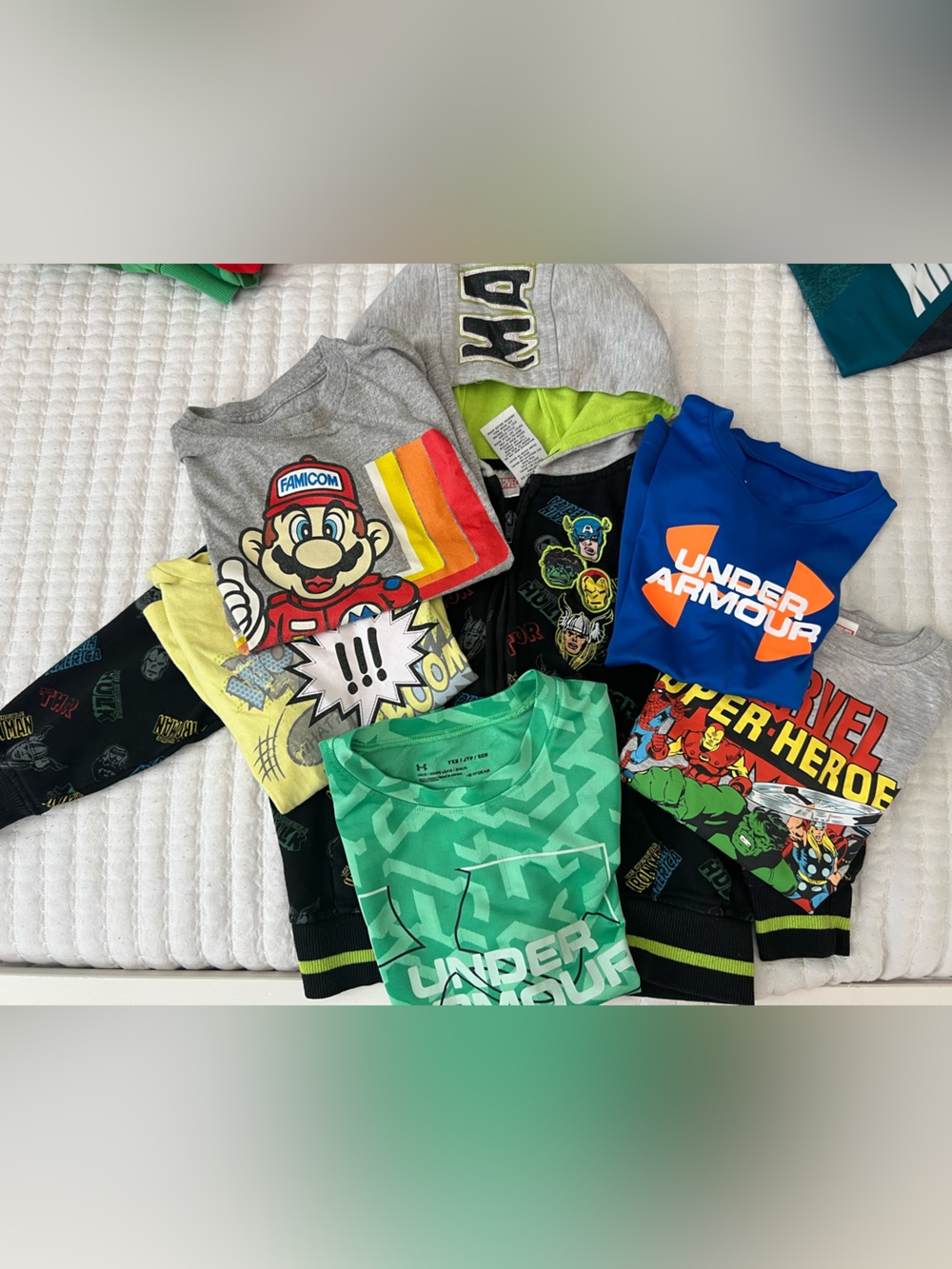 Pack of 6 items -  Boys Blue and Green Active Tops and Graphic Tees